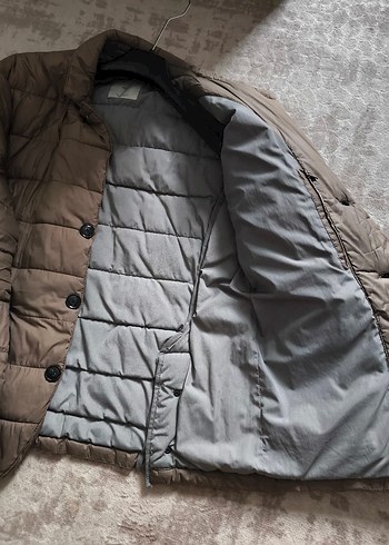 Düğmeli Midi Erkek Bej Keten Mont - Görsel 3