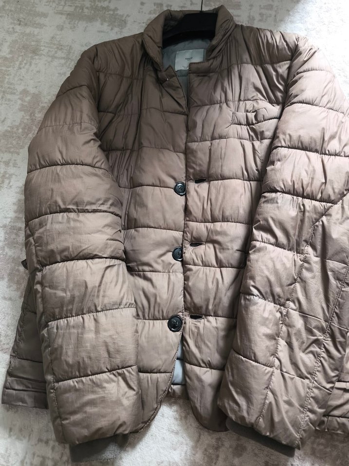 Düğmeli Midi Erkek Bej Keten Mont - Görsel 2