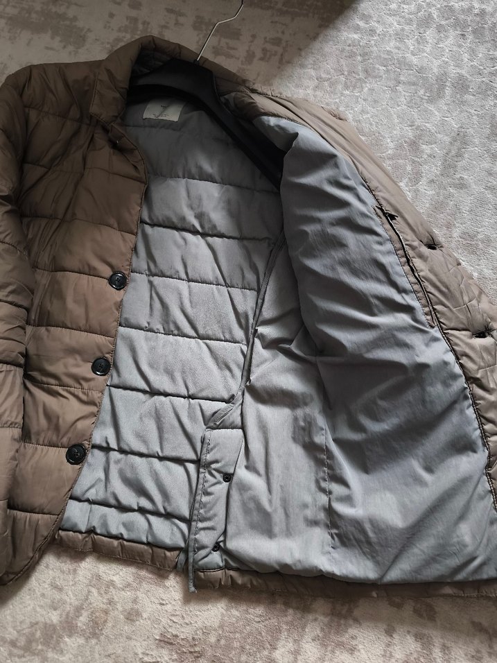 Düğmeli Midi Erkek Bej Keten Mont - Görsel 3