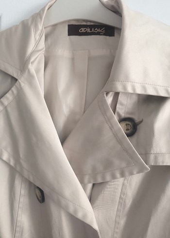 Bej Düğmeli Midi Kadın Trençkot - Görsel 5