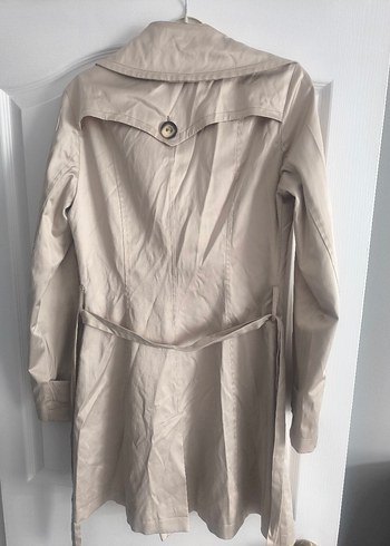 Bej Düğmeli Midi Kadın Trençkot - Görsel 3