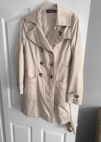 Bej Düğmeli Midi Kadın Trençkot - Görsel 2