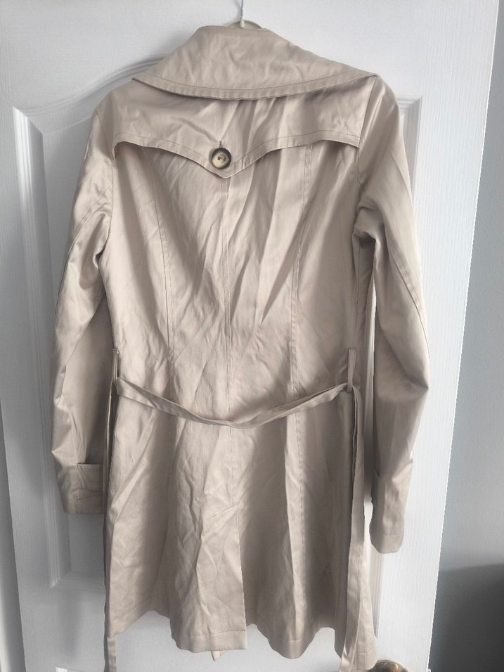 Bej Düğmeli Midi Kadın Trençkot - Görsel 4