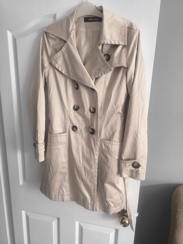 Bej Düğmeli Midi Kadın Trençkot - Görsel 2