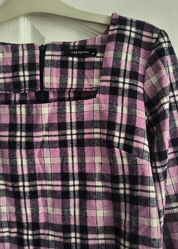 Mor Kareli Uzun Kollu Kadın Tunik - Görsel 4