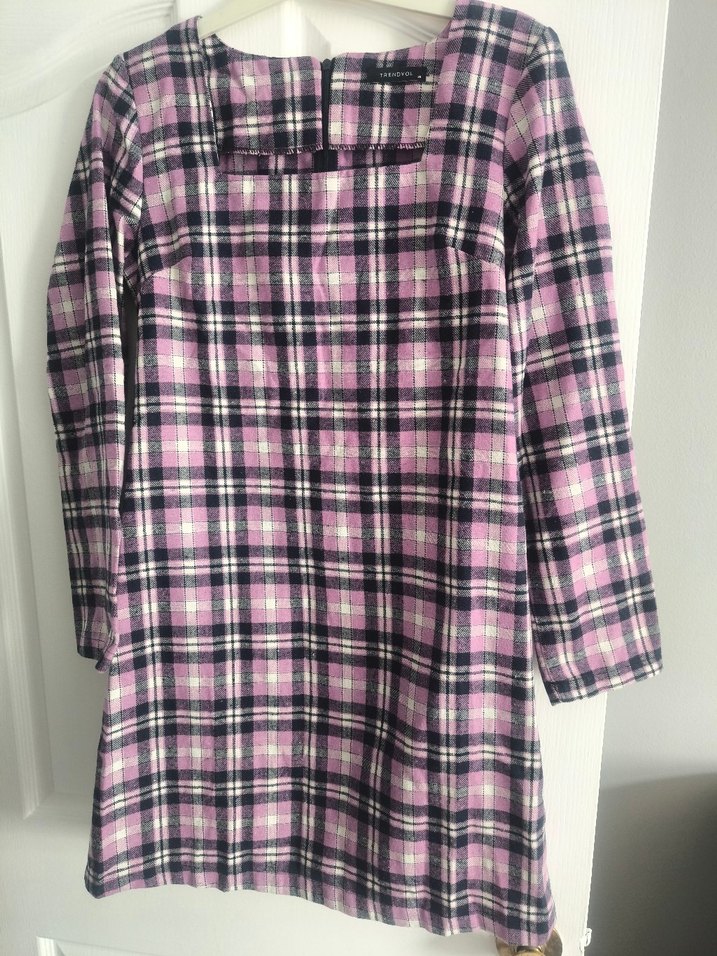 Mor Kareli Uzun Kollu Kadın Tunik - Görsel 2