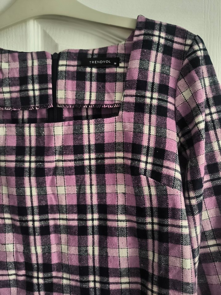 Mor Kareli Uzun Kollu Kadın Tunik - Görsel 4