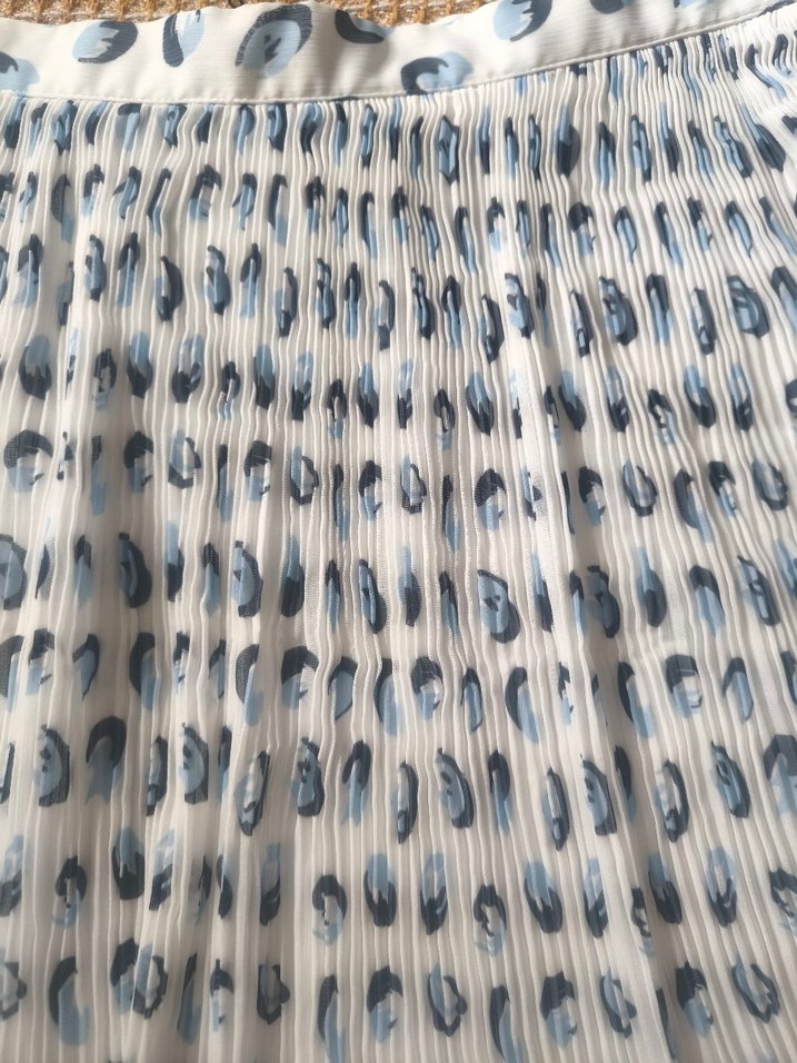 Mavi Bağlama Desenli Pileli Mini Etek - Görsel 3