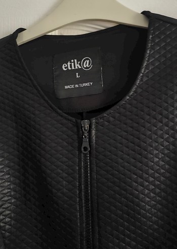 Kadın Siyah Deri Biker Ceket - Görsel 4