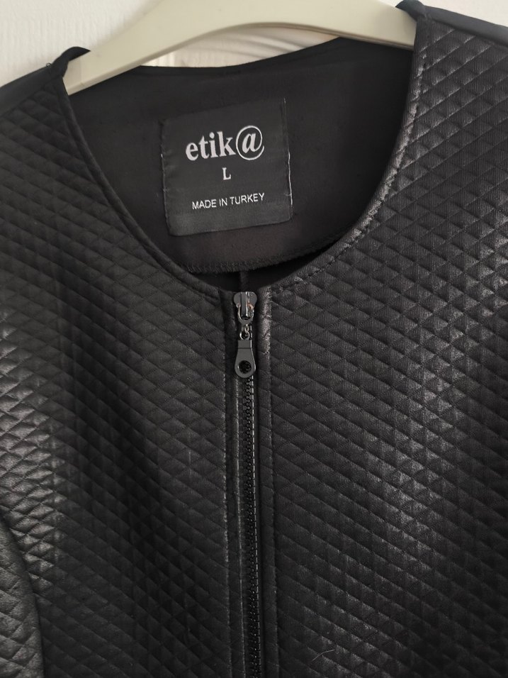 Kadın Siyah Deri Biker Ceket - Görsel 3