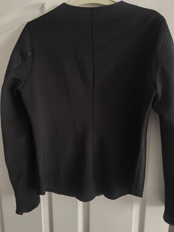 Kadın Siyah Deri Biker Ceket - Görsel 5