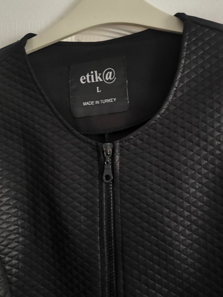 Kadın Siyah Deri Biker Ceket - Görsel 4