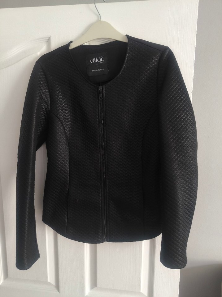 Kadın Siyah Deri Biker Ceket - Görsel 2