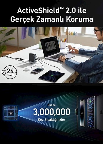 Anker Prime 749 240W 4 Port Gan USB Şarj Cihazı Gri - Görsel 7