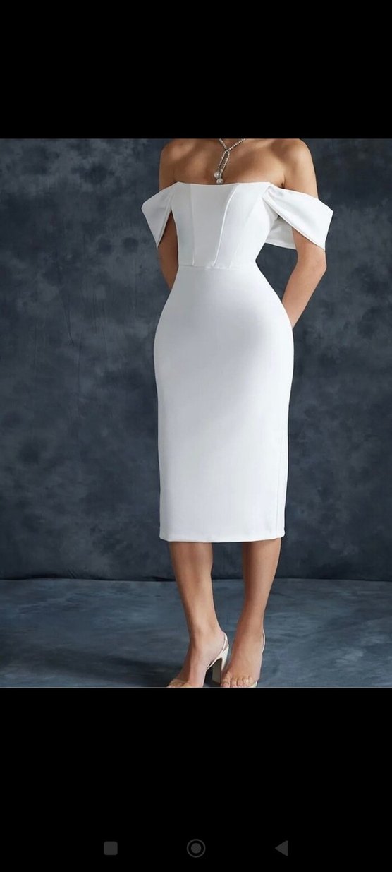 Beyaz Straplez Midi Bohem Gelinlik - Görsel 2