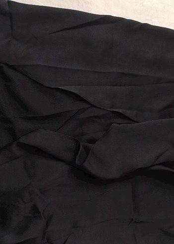 Siyah Drapeli Straplez Uzun Yırtmaclı Elbise saten abiye - Görsel 3