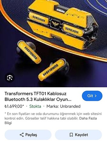 Transformers kulaklık 