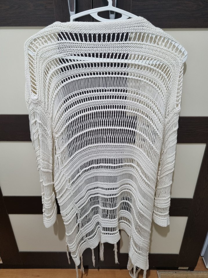 Uzun Kollu Bohem Örgü Kadın Hırka - Görsel 2