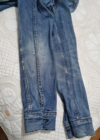 Düğmeli Gri Kapüşonlu Kadın Kot Ceket - Görsel 7