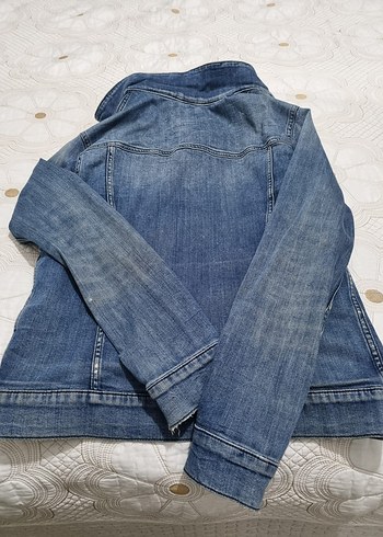 Düğmeli Gri Kapüşonlu Kadın Kot Ceket - Görsel 5