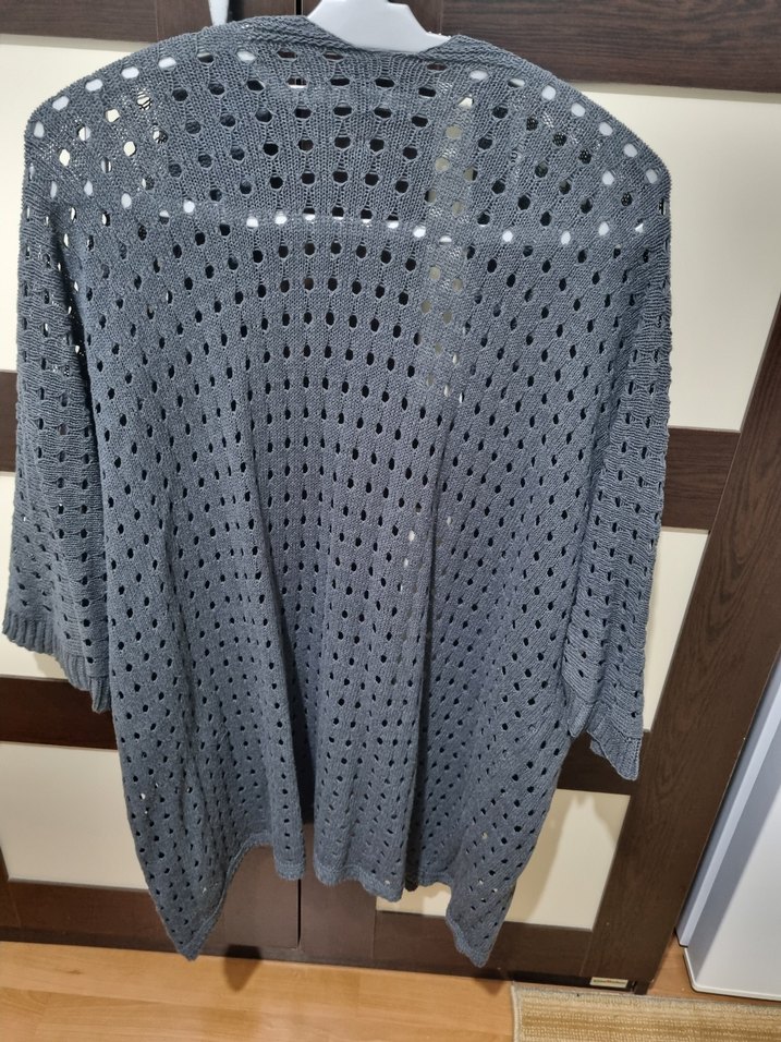 Gri Örgü Kadın Hırka Midi Boy - Görsel 2