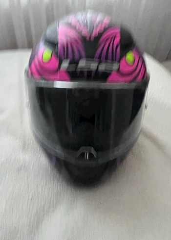 Renkli Baskılı Pembe Biker Motosiklet Kaskı - Görsel 4