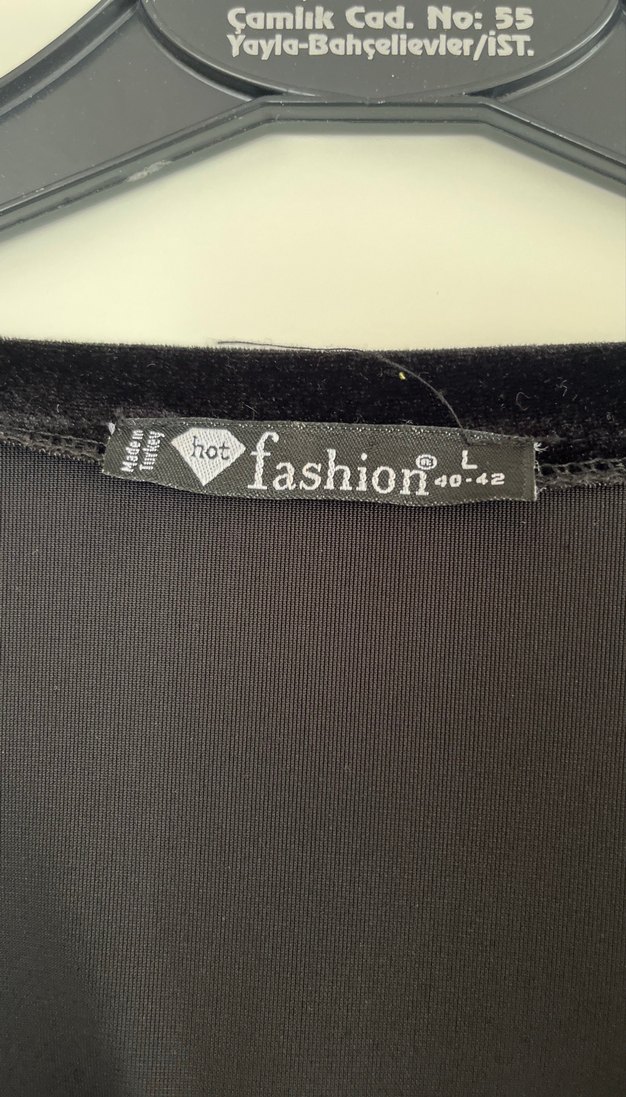 Siyah Uzun Kadife Kadın Giyim - Görsel 5