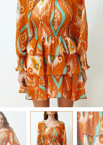 Uzun Kollu, Straplez, Fırfırlı Mini Elbise - Görsel 2