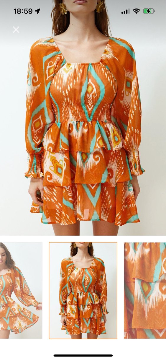 Uzun Kollu, Straplez, Fırfırlı Mini Elbise - Görsel 2