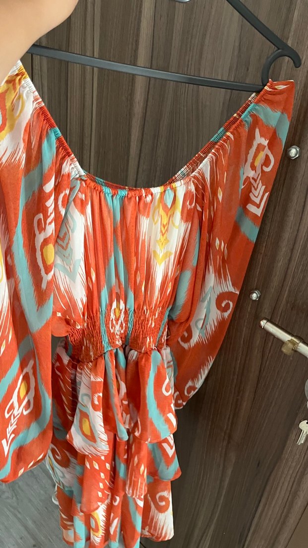 Uzun Kollu, Straplez, Fırfırlı Mini Elbise - Görsel 4