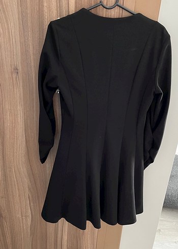 Düğmeli Siyah Kadın ceket elbise - Görsel 2