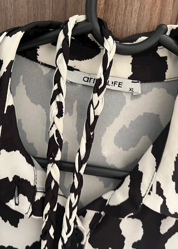 Zebra Desenli Uzun Kollu Bohem gömlek elbise - Görsel 4