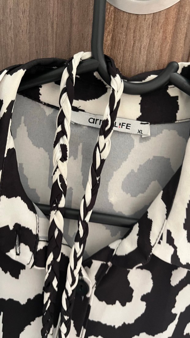 Zebra Desenli Uzun Kollu Bohem gömlek elbise - Görsel 4