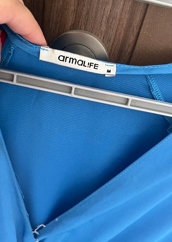 Mavi V Yakalı Mini Bohem Kadın Elbise - Görsel 2