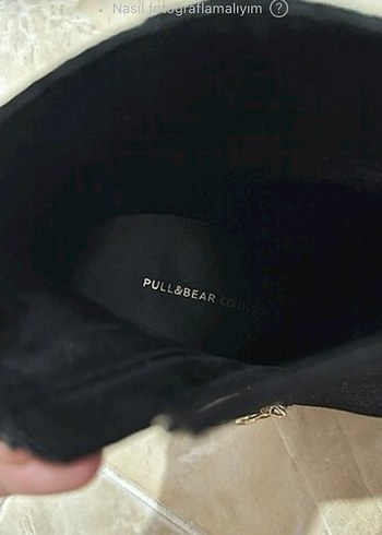 Pull and Bear Siyah Süet Fermuarlı Topuklu Bot