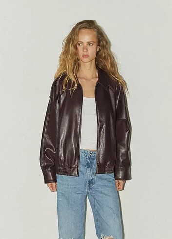 Zara SUNİ DERİ BOMBER CEKET