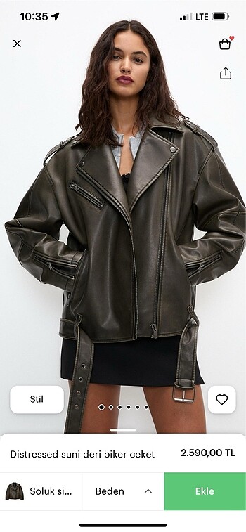 Pull and Bear vintage deri ceket