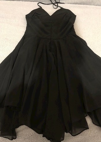Trendyolmilla Siyah Mini Askılı Abiye Elbise - Görsel 3