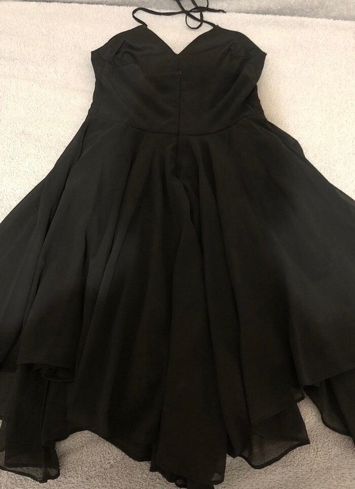 Trendyolmilla Siyah Mini Askılı Abiye Elbise - Görsel 3