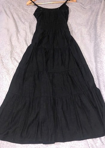 Oxxo Siyah Uzun Askılı Fırfırlı Elbise - Görsel 2