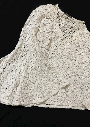 Dantel Detaylı Bohem V Yaka Kadın Bluz - Görsel 2