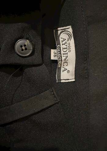 Düğmeli Siyah Kadın Kumaş Pantolon - Görsel 2