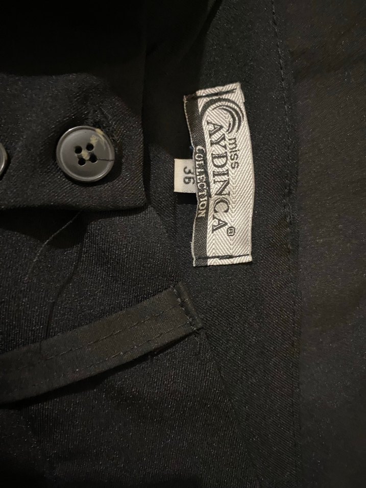 Düğmeli Siyah Kadın Kumaş Pantolon - Görsel 2