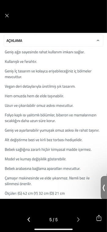  Beden gri Renk Kraft bebek bakım çantası