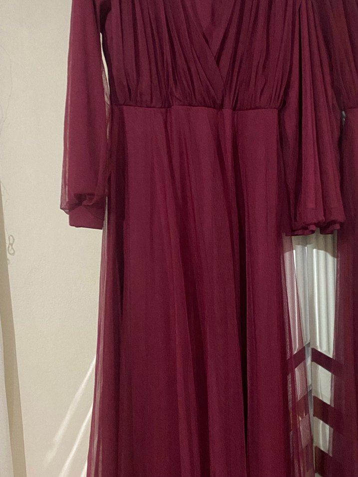 Bordo Gotik Tarzda Kadın Elbisesi - Görsel 5