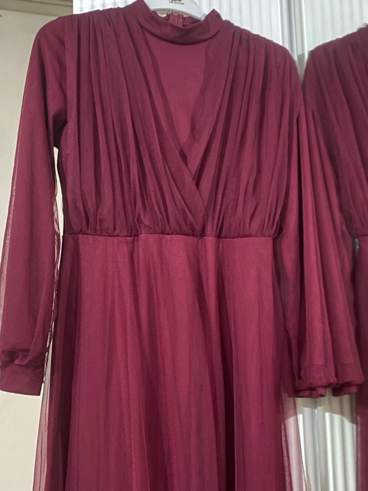 Bordo Gotik Tarzda Kadın Elbisesi - Görsel 4