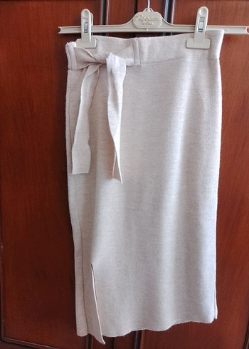 Kadın Kemerli triko Midi Etek
