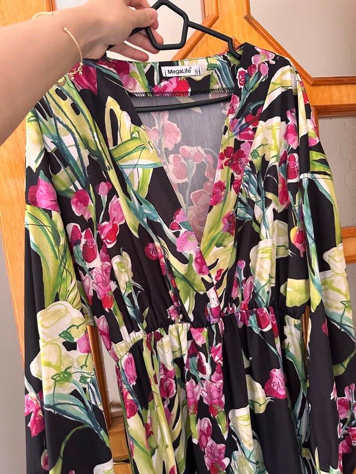 Çiçek Desenli Bohem Uzun Elbise - Görsel 2