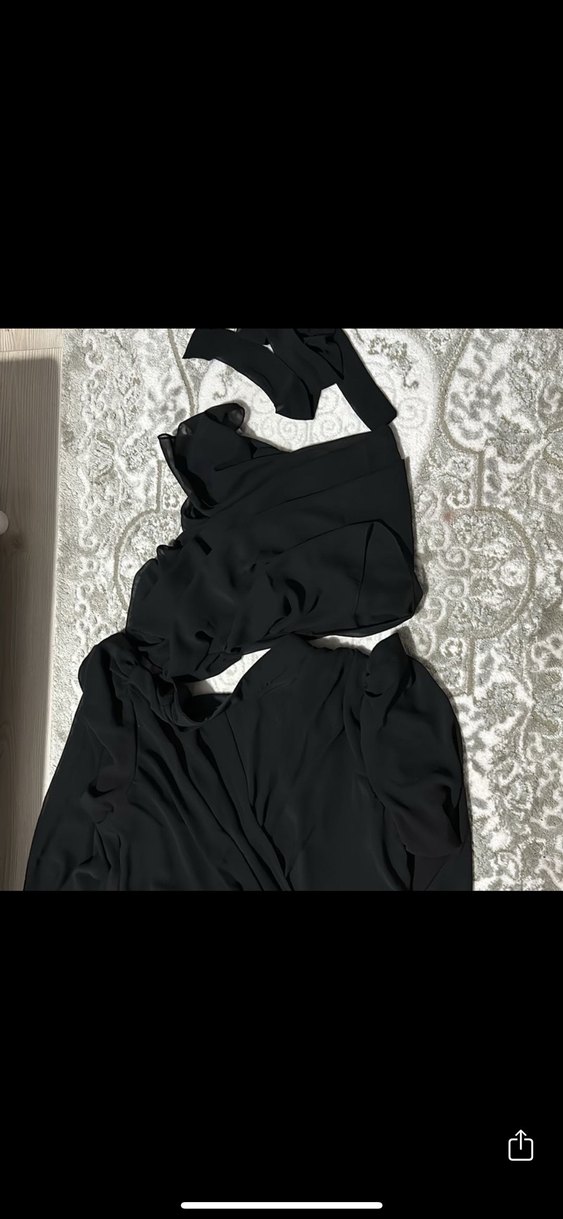 Siyah şifon elbise - Görsel 4