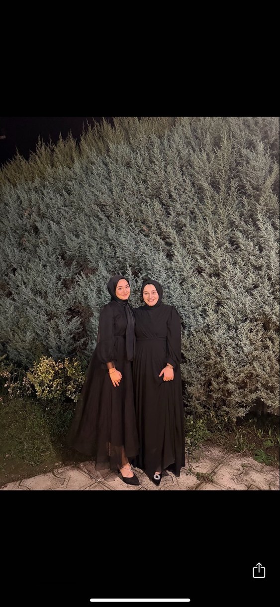 Siyah şifon elbise - Görsel 2